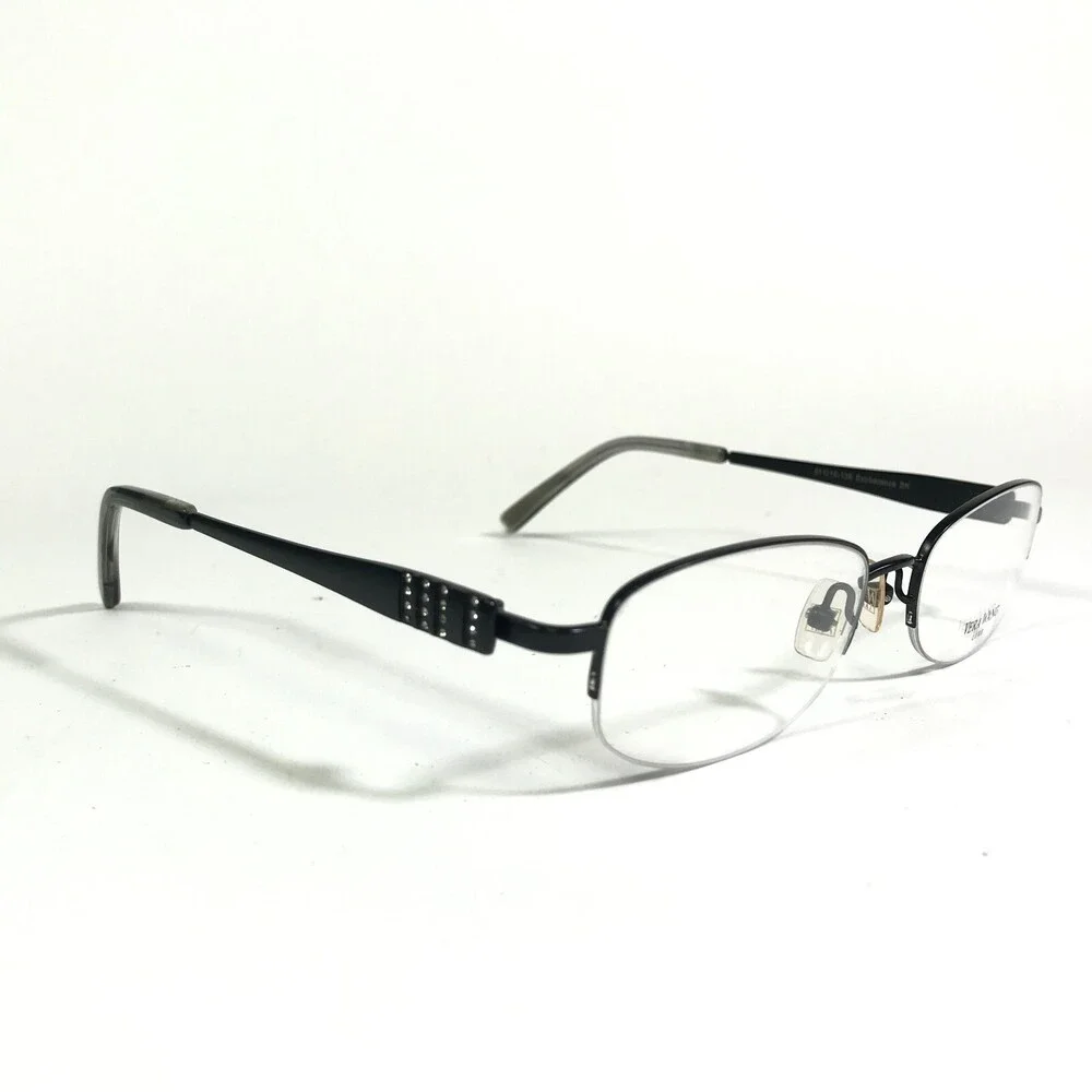 Vera Wang Luxe Eyeglasses Frames Exuberance BK Black Round Half Rim 51-18-138
